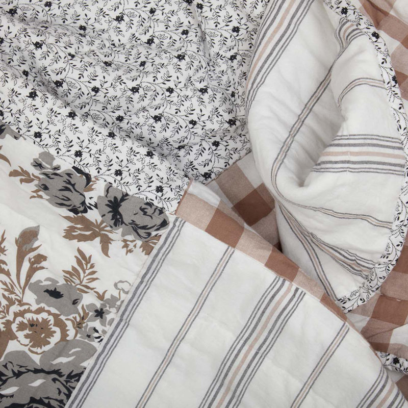 Annie Portabella Floral Patchwork Reversible Cotton Queen Quilt