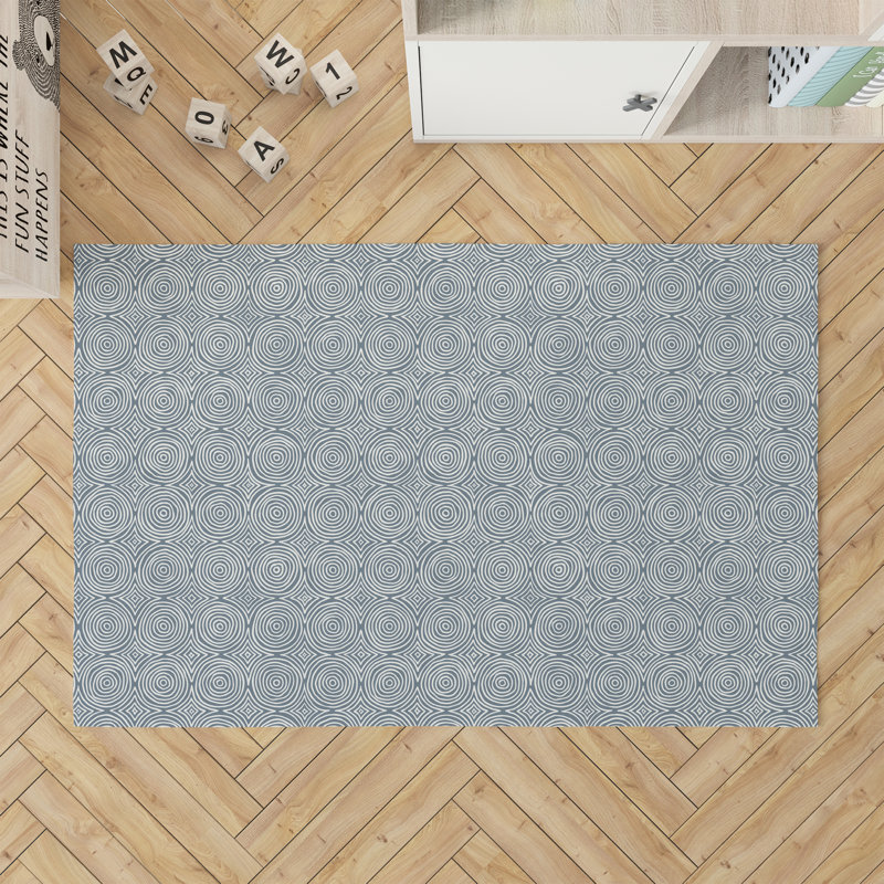 Rolling Circles Activity Mat, Blue, Rectangle 5' x 7'