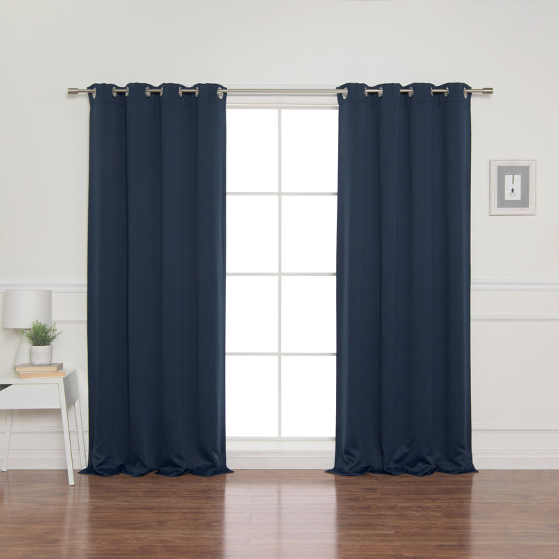 Schaeffer Solid Blackout Thermal Grommet Curtain Panels, Navy, 52" W x 108" L