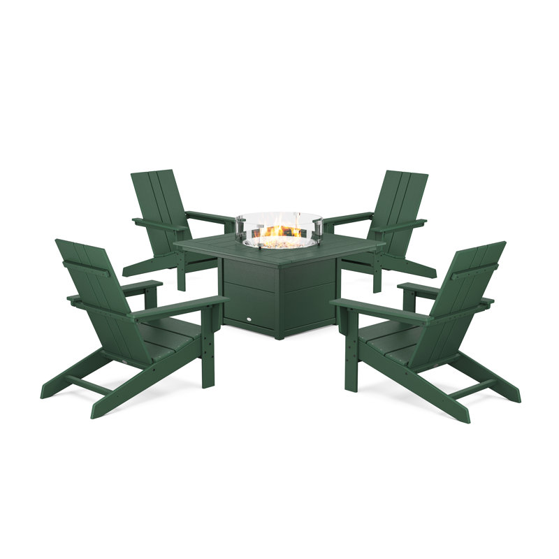 Chaise Adirondack d'extérieur avec table Raynard POLYWOOD x, Vert