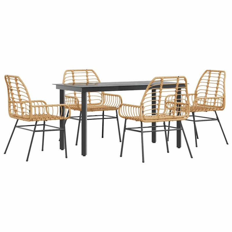 Patio Dining Set with Rectangular Table, 74cm H x 140cm W x 70cm D, 4