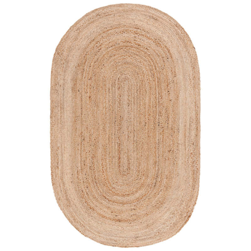 Alexina Hand-Woven Natural Jute Solid Color Area Rug, Ovale 3 pi x 5 pi, Natural