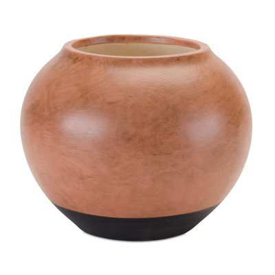 Vase de table rond en céramique patinée