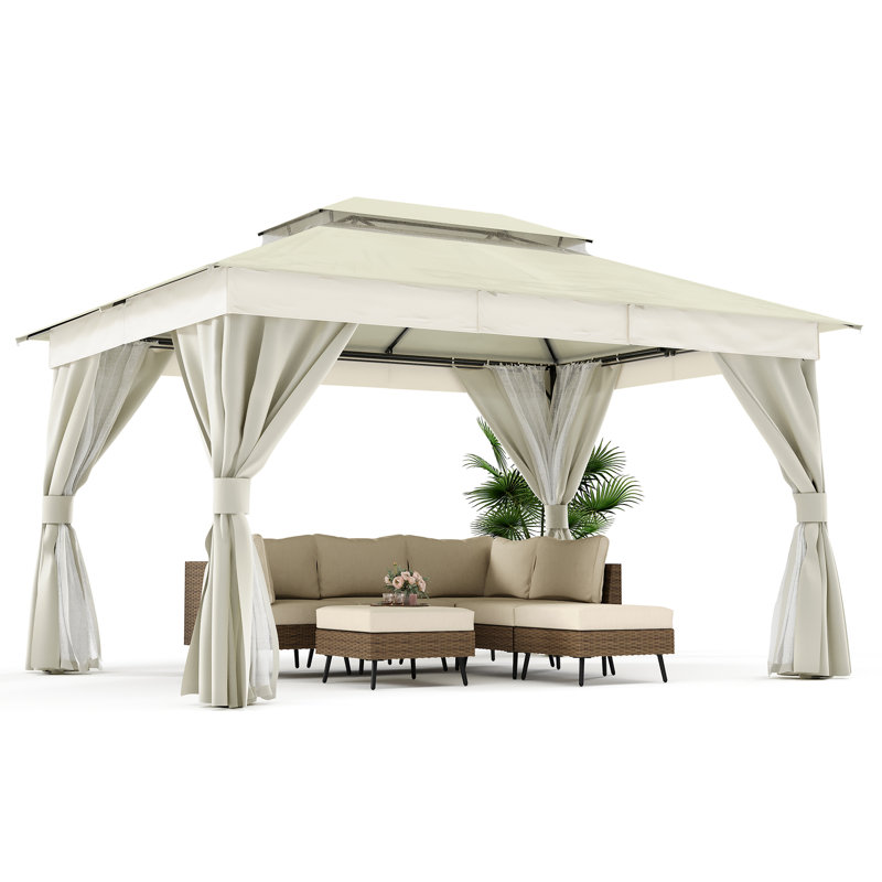 Rideau d'intimité pour pavillon de jardin Home Isle, Beige, H 79,2 po x l 118,2 po