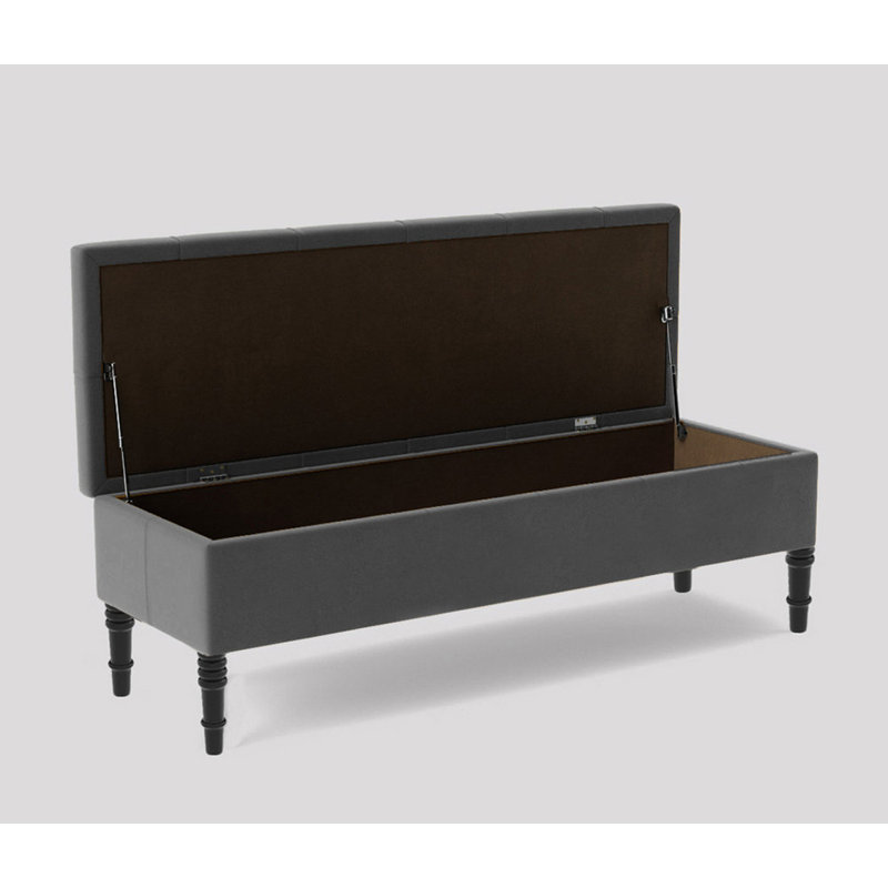 Storage Bench, Steel Grey Plush Velvet