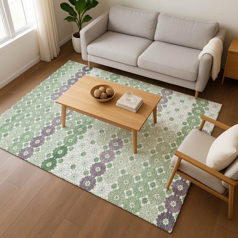 Premium Machine Washable Slesnick AMF1678 Geometric Rug, Rectangle 3' x 5'
