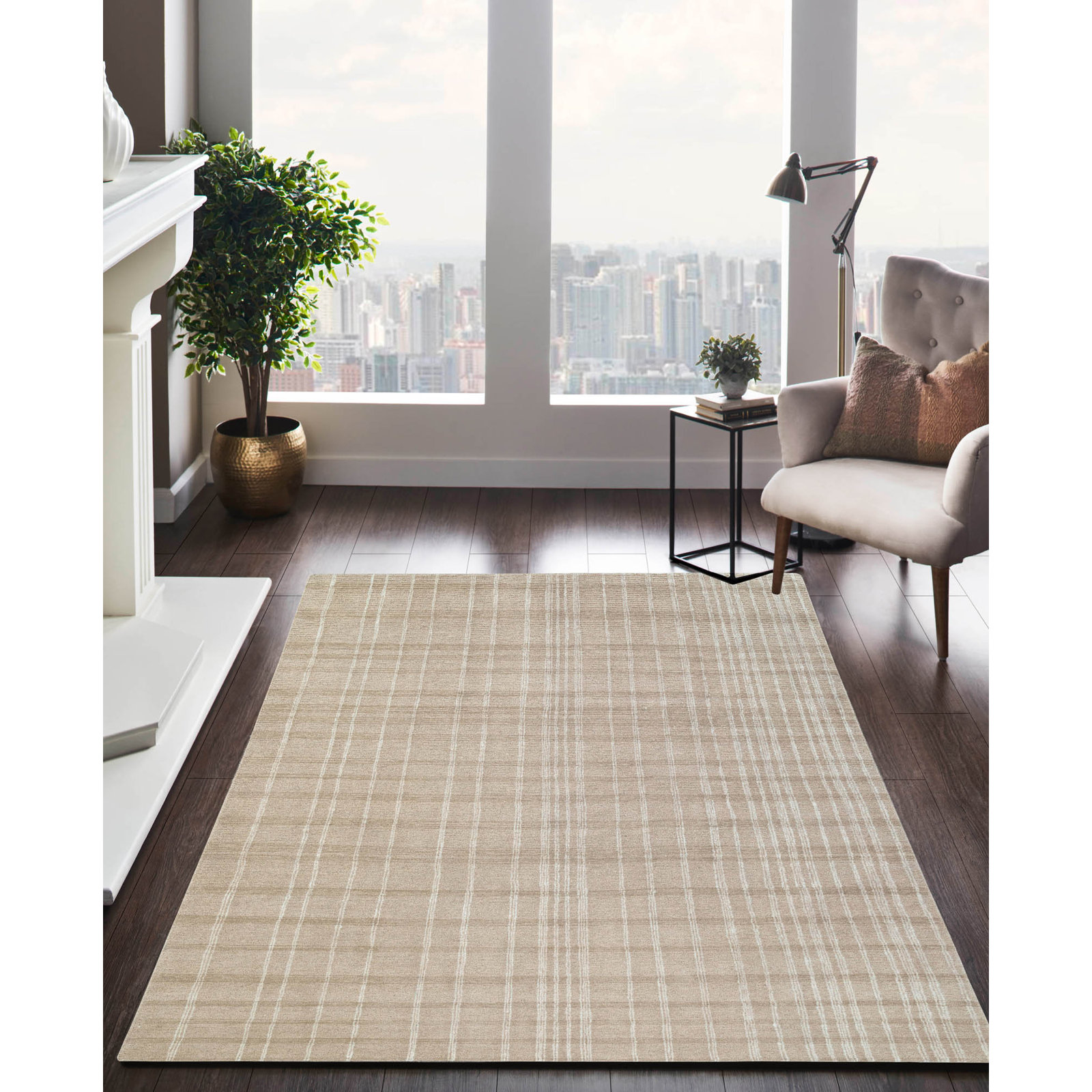 Sanura Hand-Tufted Striped Wool Rug, Rectangle 5' x 8'
