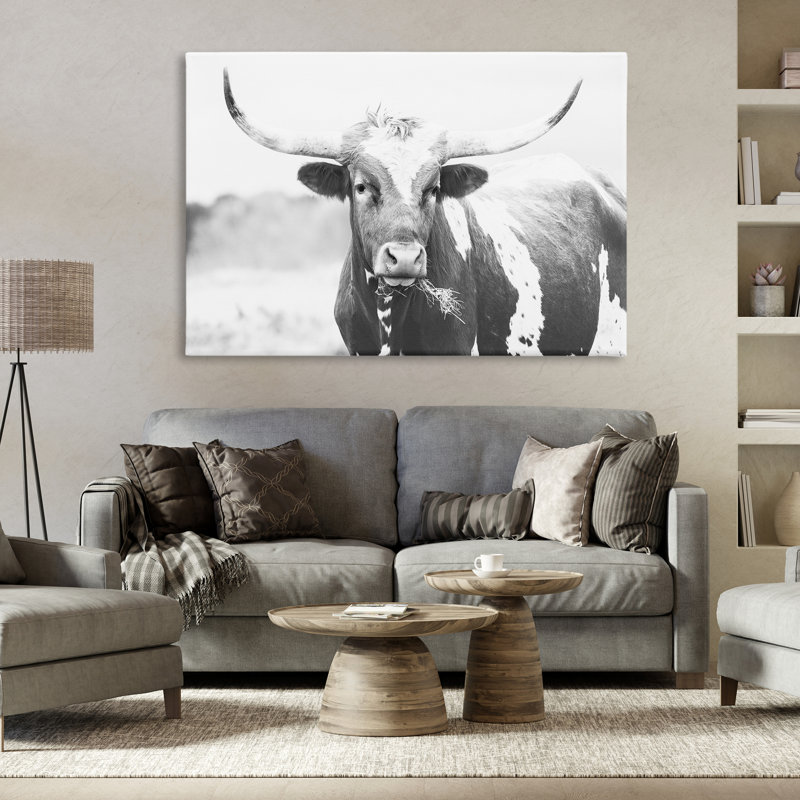 Portrait de deux cornes à deux tons, design par Sissi et Seb, H 30 po x l 45 po