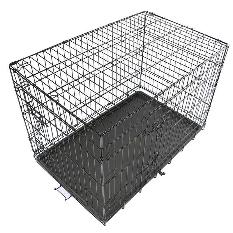Branford Pet Puppy Cage Dog Animal Crate Foldable Transport Carrier with Tray, 76cm H x 106cm W x 68cm D, Pink