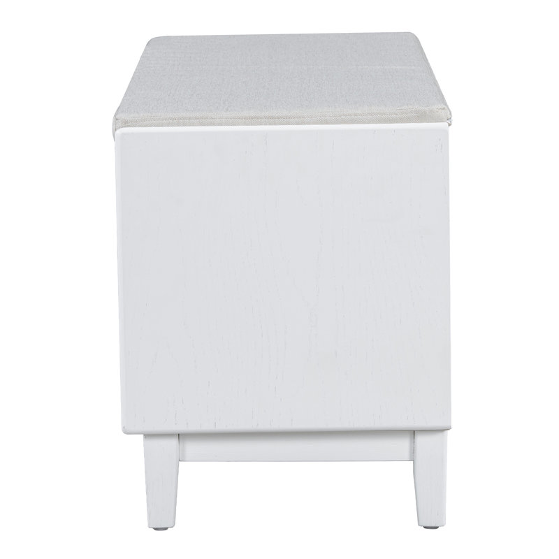 Banc de rangement en rotin avec rangement Boho, Beige, blanc