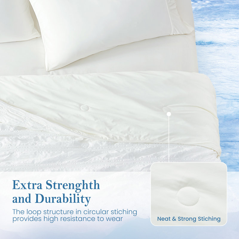Seersucker Cooling Comforter - Reversible Summer Quilt for Hot Sleepers, Reduces Skin Temp 2-5 Degrees, Pet-Friendly, Machine Wash Tumble Dry Low