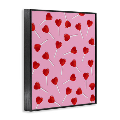 Heart Lollipop Pattern Framed Giclee, design by LISH Creative