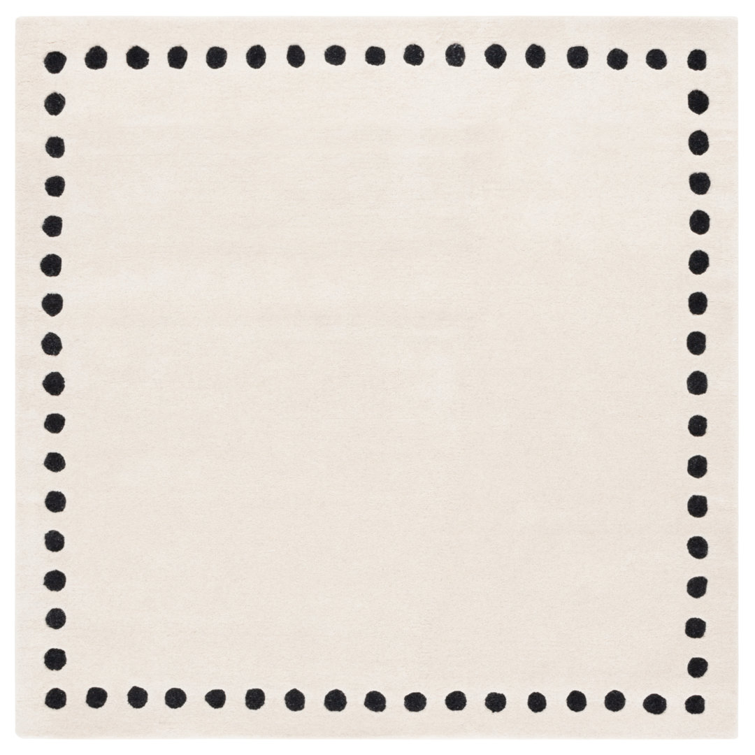 Lexy Polka Dots Handmade Tufted Cotton/Wool Area Rug in Ivory/Black AllModern Rug 