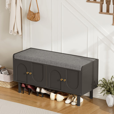 Banc de rangement pour chaussures avec coussin amovible, banc pour chaussures avec tablette réglable pour le vestibule