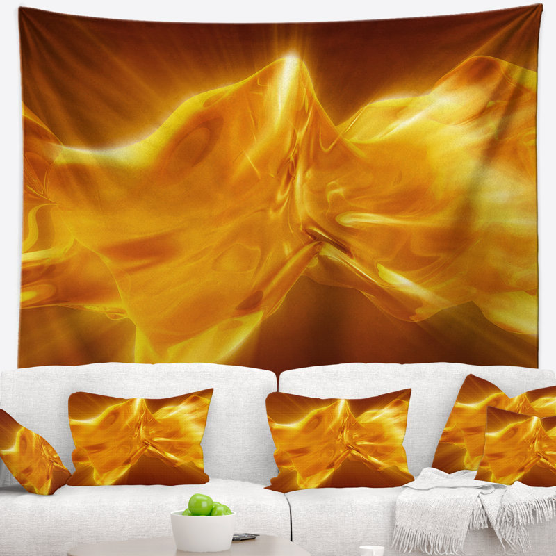 Plasmas abstraits et liquide avec tapisserie Fiery Shine, H 50 po x l 60 po