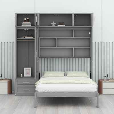 Lit escamotable mural avec armoire supérieure
