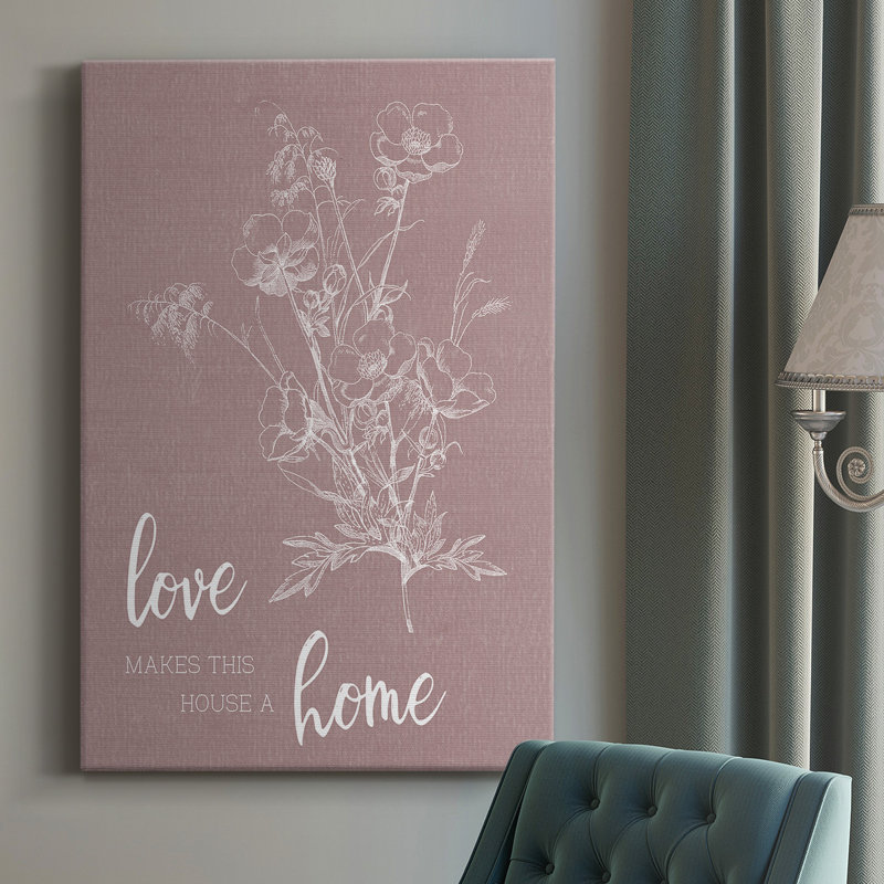 Toile tendue avec châssis de qualité supérieure Love Home - prête à être accrochée, H 18 po x l 12 po x P 1 po