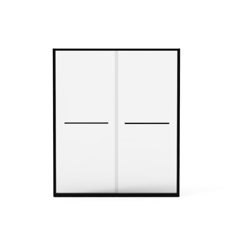 Porte de douche à cadre en aluminium, 56 - 60 po x 70 po, double coulissante, verre trempé de 8 mm, quincaillerie noire, salle de bain, imperméable, facile à assembler, salle de bain noire 60 po x 70 po, installation rapide