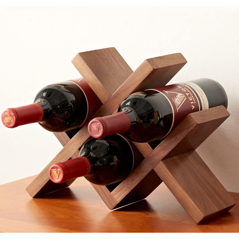 Porte-bouteilles de vin en bois avec comptoir et porte-bouteilles en bois de chêne