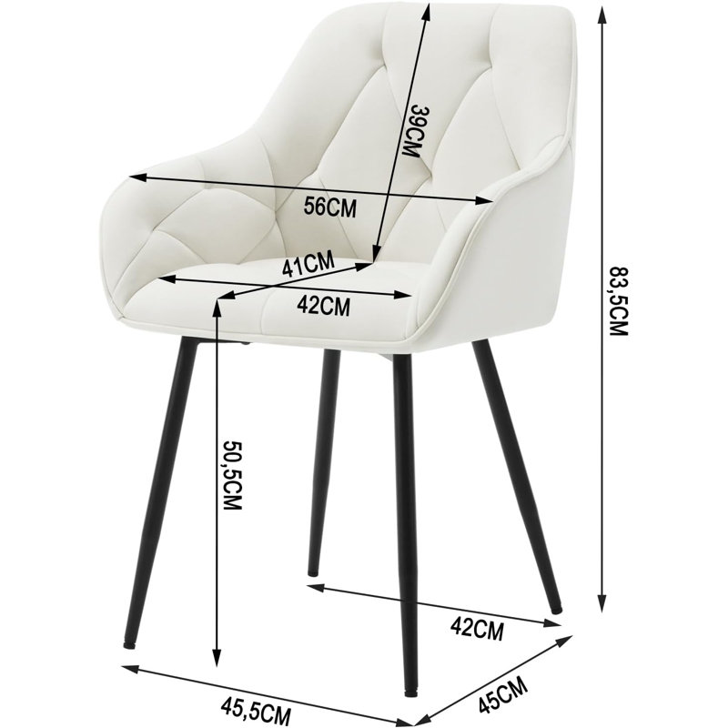 Bharmal 50.5cm H Velvet Upholstered Armchair, 2, Cream