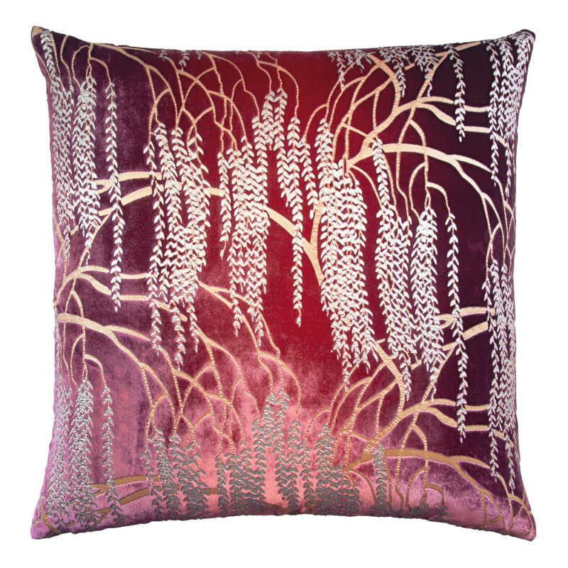Metallic Square Velvet Pillow Cover & Insert, 18" x 18", Smoke