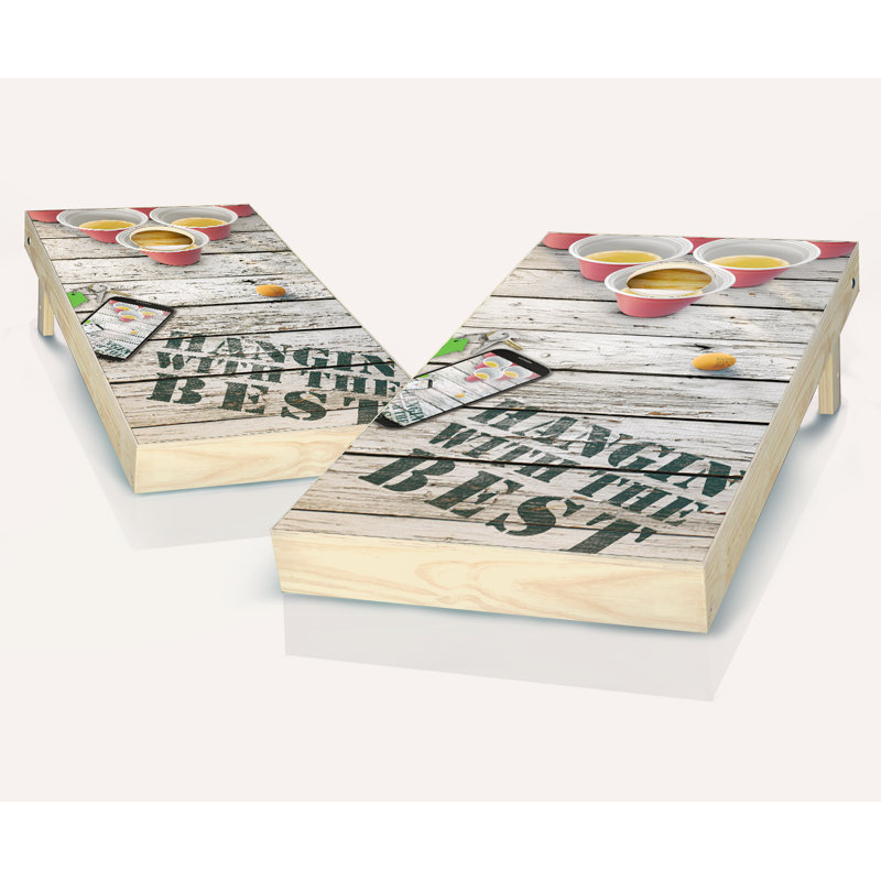 Ensemble de cornhole en bois massif avec sacs 2 "x 4", Rouge / Noir