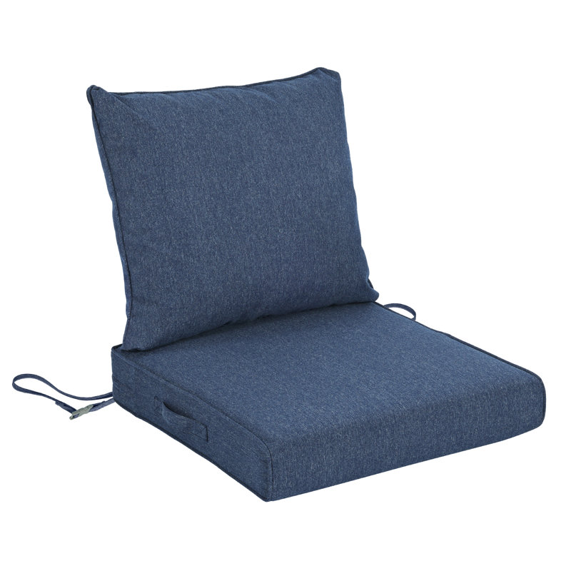 Outdoor Water-resistant Deep Seat Cushion Set, Navy Blue, 25" W x 25" D