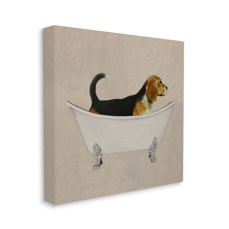 Aw-351-Canvas Beagle In Tub Bathroom Pet on Canvas par Coco De Paris, peinture, H 17 po x l 17 po x P 1,5 po