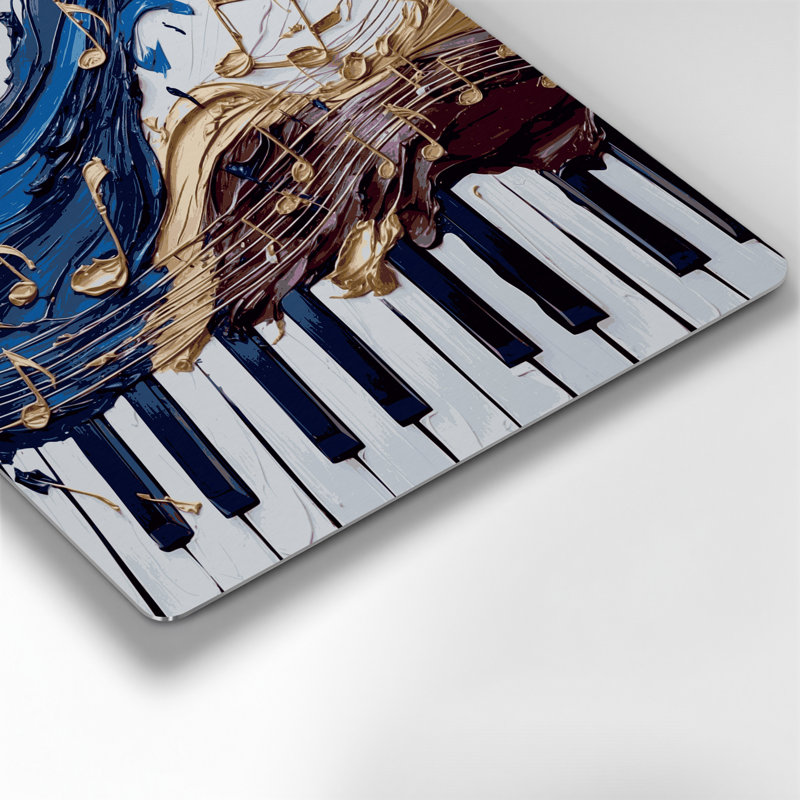 «Music Piano Gray», art mural en métal, H 12 po x l 12 po