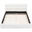 Grand lit tapissier blanc, construction en bois de pin massif, tête de lit confortable, aucun sommier requis, largeur de 61 po, lit de 81 po de longueur - blanc, avec et rembourrage en mousse requis-51285706