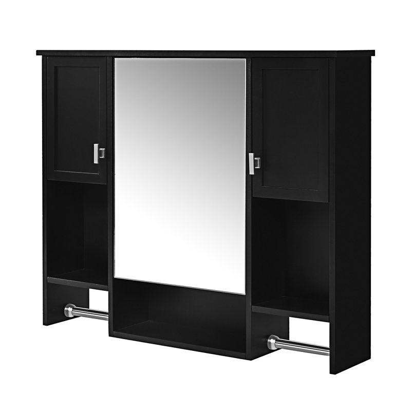 Armoire de rangement murale avec miroir, Noir