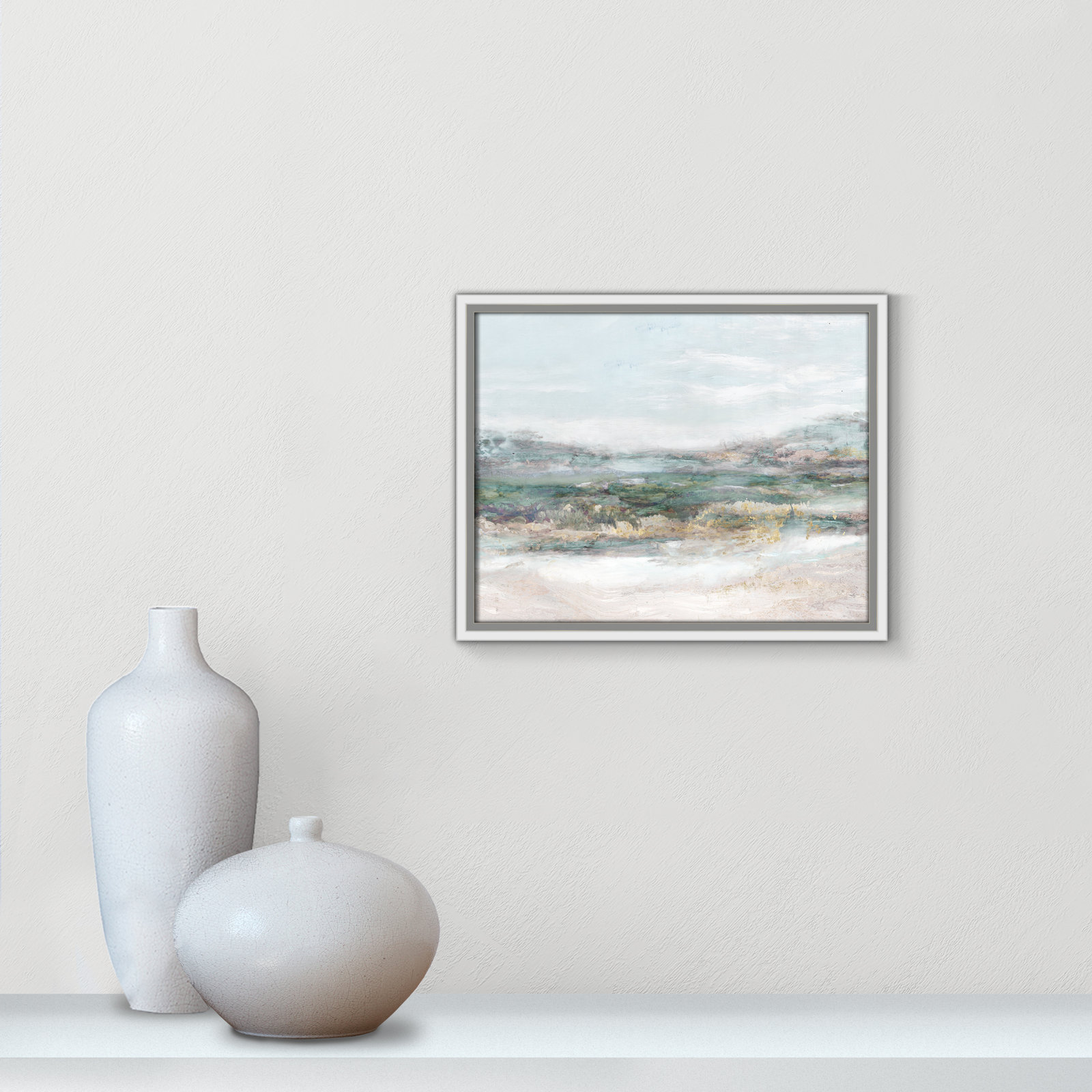 Lori "Dazzling" Painting by Matina Theodosiou, 12.5" H x 15.5" W x 2" D, White Framed Canvas, No Mat