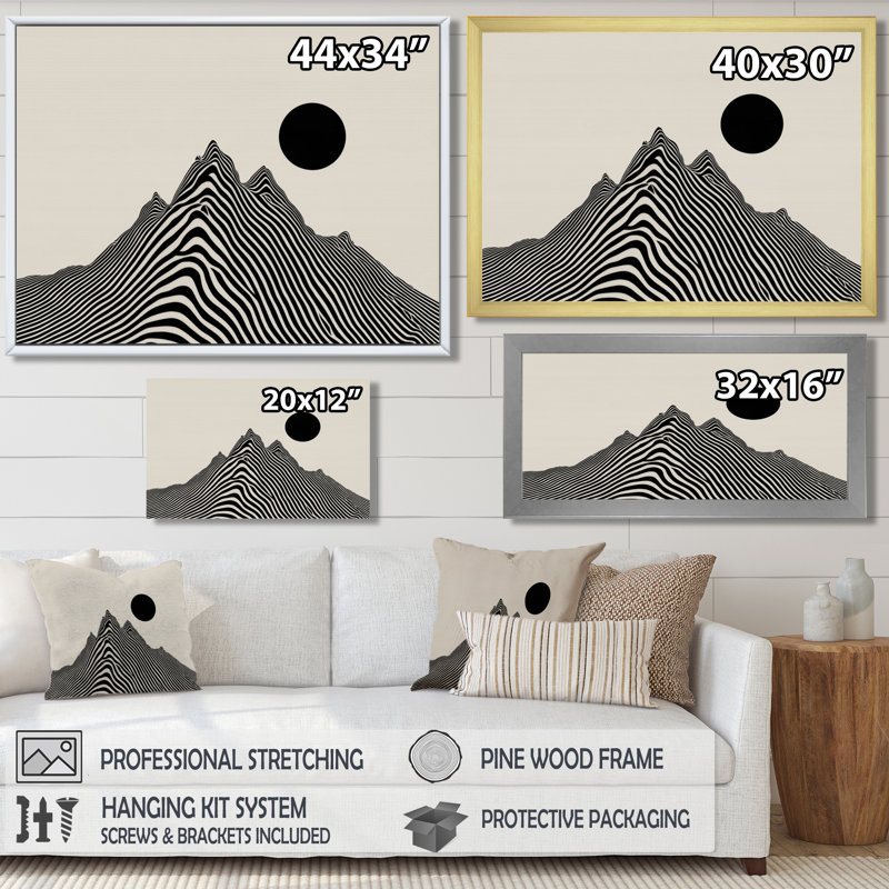 «Abstract Mountain Waves Vortex - Waves», art mural encadré noir moderne, H 12 po x l 20 po, Toile tendue, Ne s’applique pas