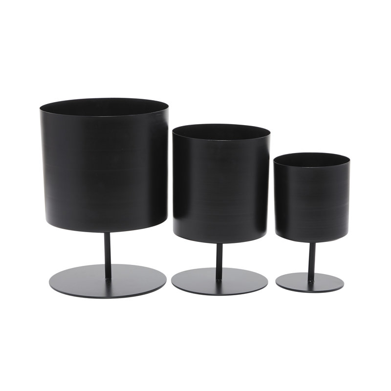 Gabriele Metal Pot Planter - Set of 3, Black