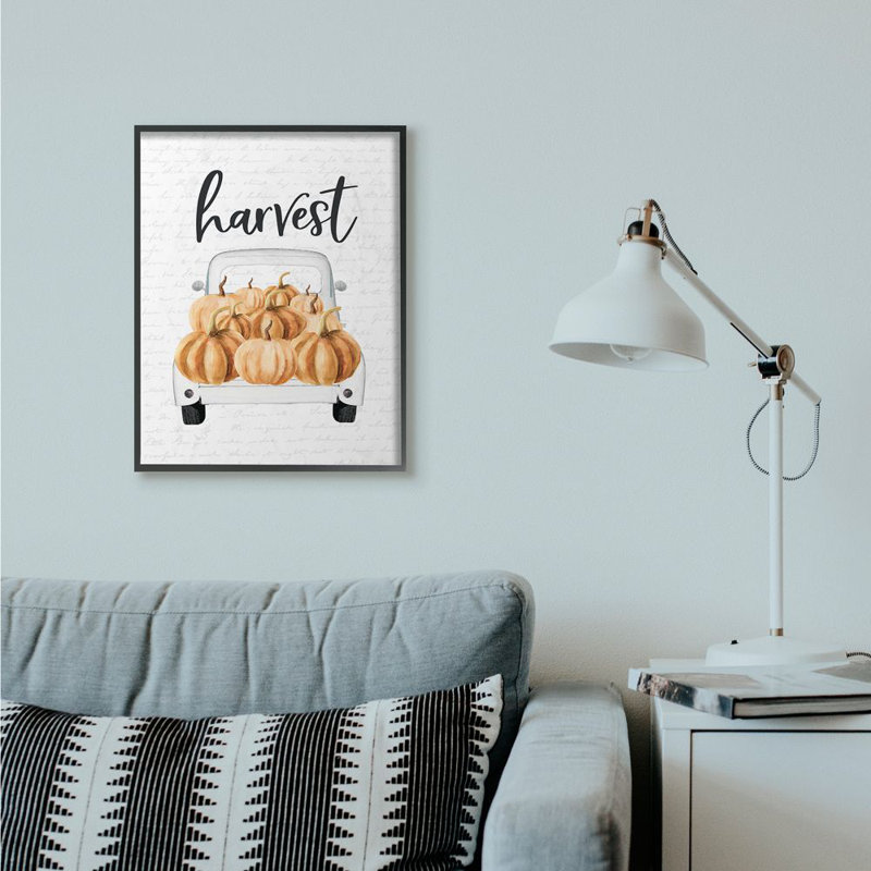 «Harvest Pumpkin Truck», impression, H 30 po x l 24 po, Giclée encadrée noir minuit