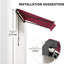 Red 10' X 8' Retractable Awning, Patio Sunshade With Manual Crank. & Water- Fabric, Aluminum Frame For Deck, Yard, Balcony. Cyan