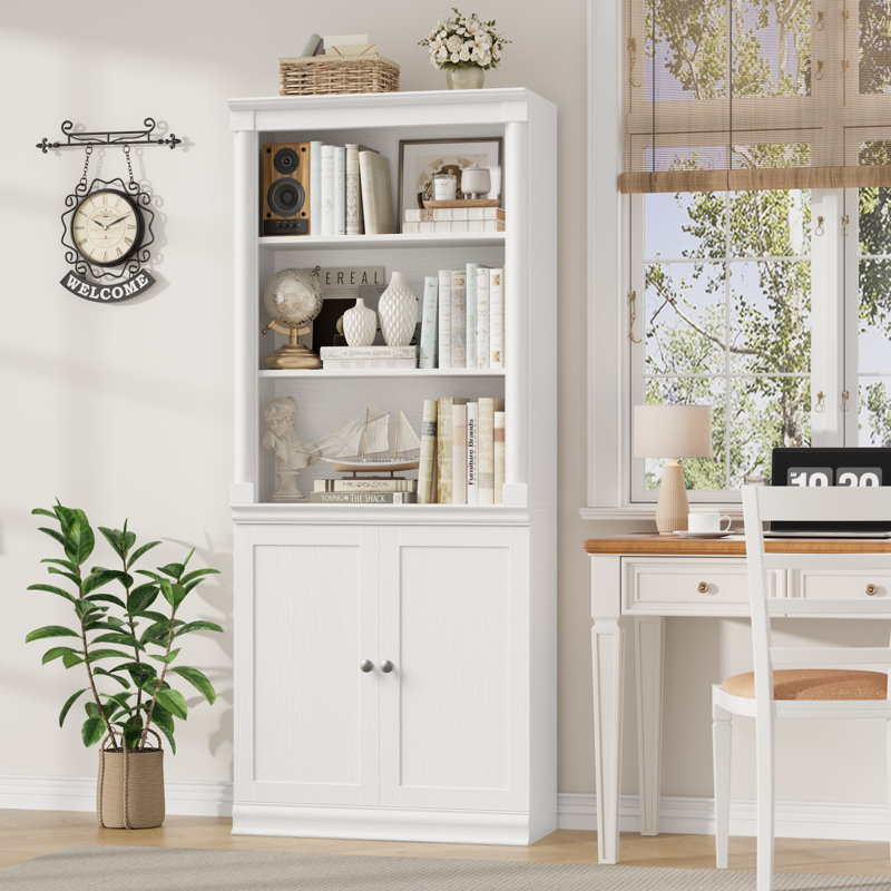 Bibliothèque standard avec rangement H 71 ", Blanc