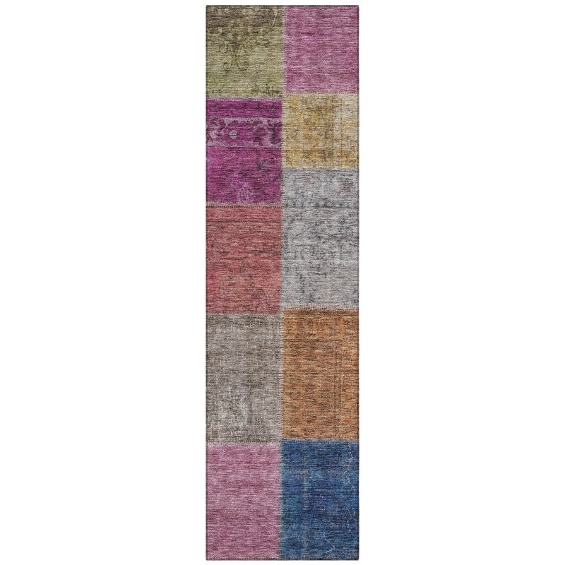 Washable Patchwork Indoor / Outdoor Rug, Runner 2'3" x 7'6"