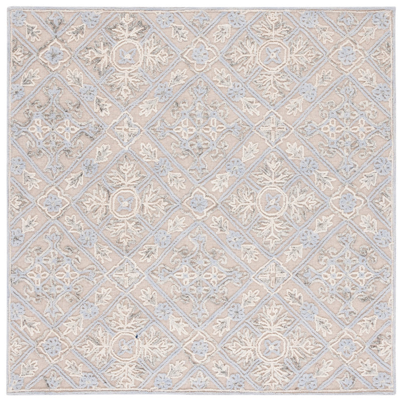 Tapis beige en laine / coton touffeté à la main Sherly, Carré 6 pi