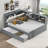 Wood Full Size Platm Bed Frame With Trundle, Shelves And Storage Headboard-1936457789