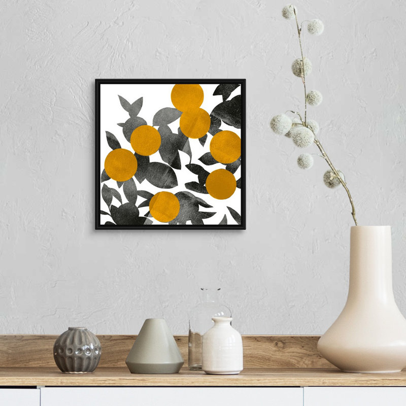 Art mural sur toile Shadow Branch II, Toile avec cadre noir, H 14 po x l 14 po