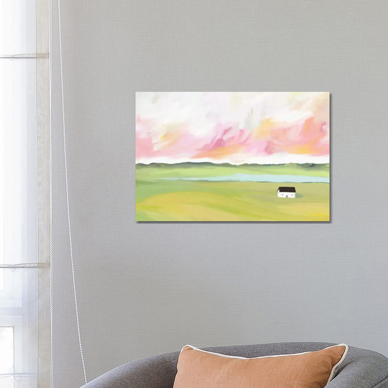 Farm House By The Lake by Leah Straatsma - Wrapped Canvas Painting, 101.6 cm H x 66.04 cm W x 1.91 cm D