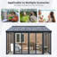 Housse de patio fermée de 10 pi x 14 pi avec 3 portes coulissantes verrouillables, véranda toutes saisons avec cadre en alliage d'aluminium, toit en polycarbonate et système de panneau de panneau d'endurance en PC solide et transparent pour terrasse de jardin