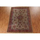 Tapis ivoire en laine noué à la main de conception unique 7 pi 10 po x 10 pi 6 po années 1910 Surenity