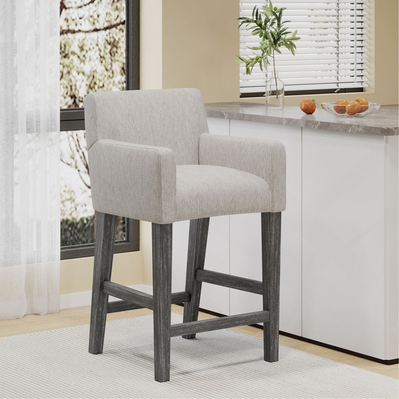 Tabouret de comptoir rembourré de 26 pouces, 1, Gris clair