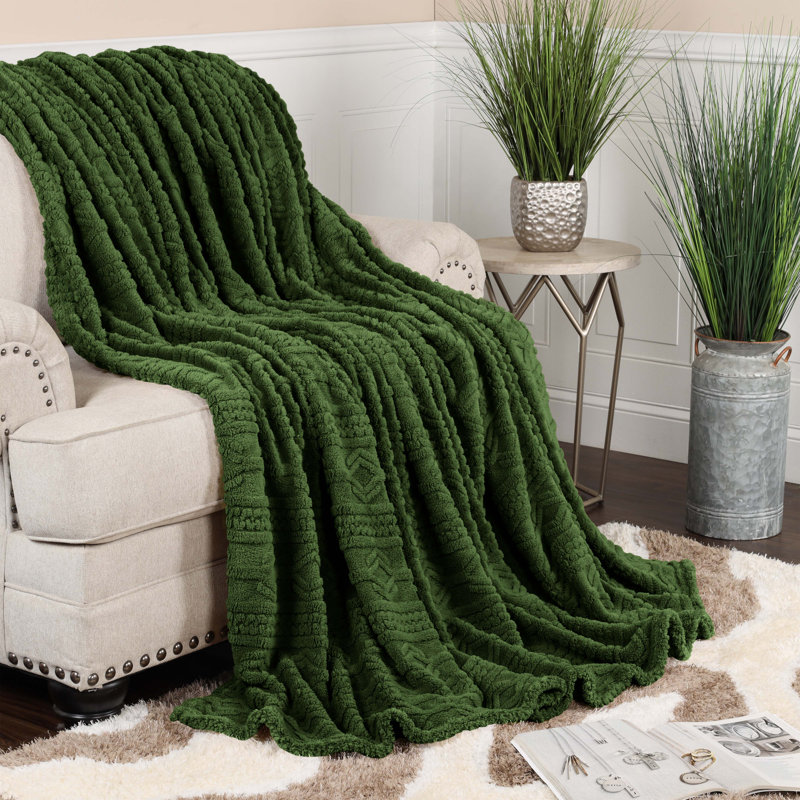 Literie moelleuse Boho, Vert, Jeté XL