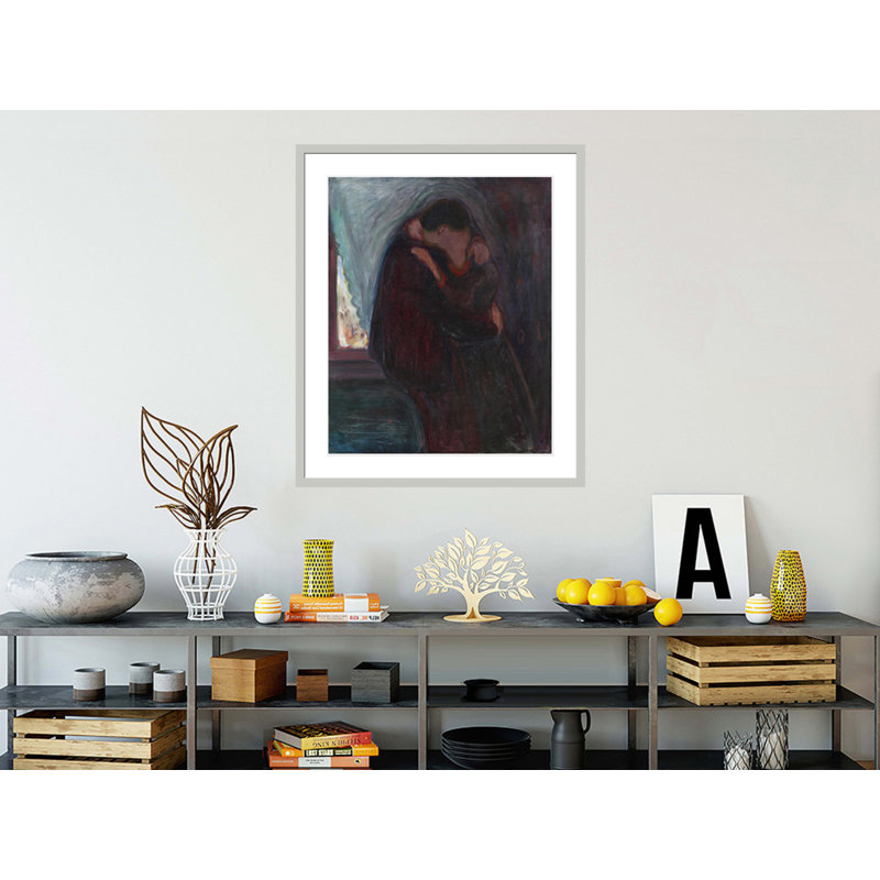 «The Kiss» par Edvard Munch - impression giclée sur cadre, H 39,72 po x l 33,5 po