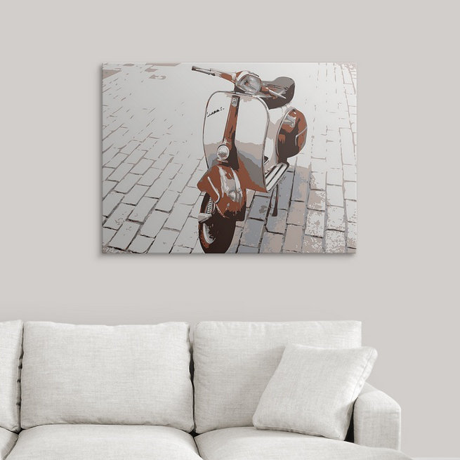 « Vespa Scooter » par Francy, art graphique, H 27 po x l 36 po x P 1,5 po, Toile