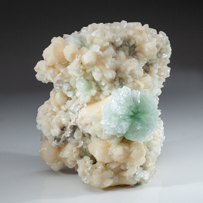 Gem Green Apophyllite with Stilbite from Jalgaon, Aurangabad District, Maharastra, India