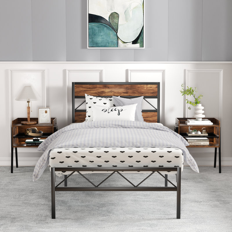 Alicia Metal Piece Bedroom Set, Brown, Twin